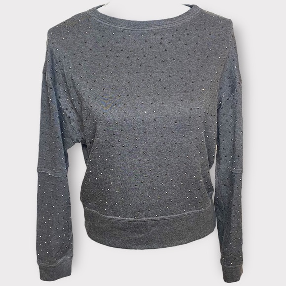 Alice + Olivia Tops - Alice + Olivia Womens Boat Neck Soft and Glam Studded Top Sweater Gray Size XS